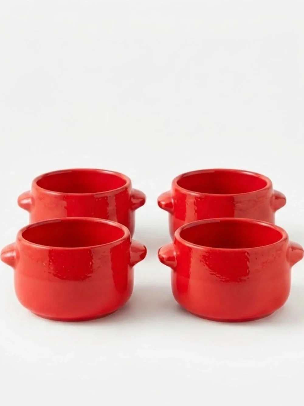 Set of 4 Vintage Red Ceramic MCM Gerz Soup Bowls